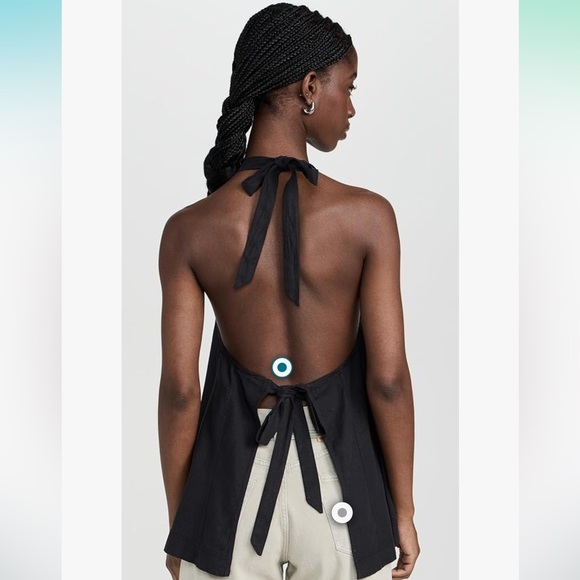 NWOT Free People Black Scout Linen Halter Top - Picture 2 of 9